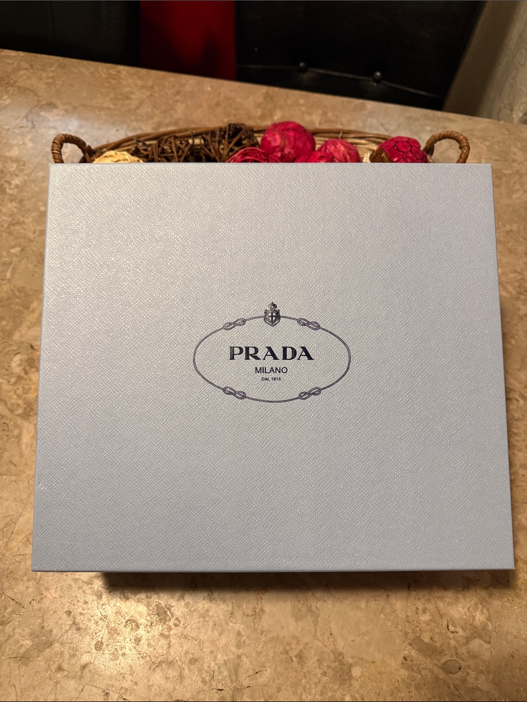 Prada Light Blue Textured Logo Gift Box